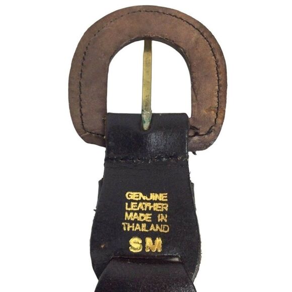 Pieced Leather Belt Ladies S/M Multi-color Buckle Waist Unbranded Vtg 90s - Picture 5 of 6